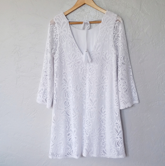 Lilly Pulitzer Foley Dress Resort White Whirlpool Knit Lace A-Line Swing Dress L - Picture 12 of 12